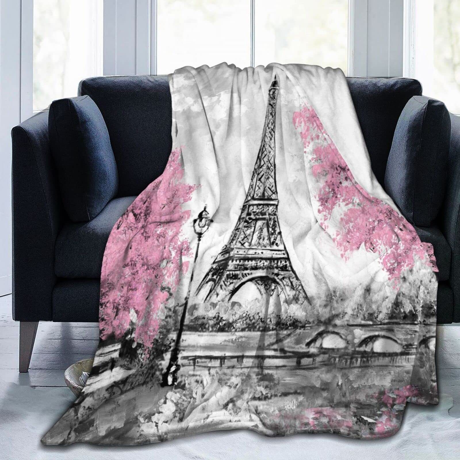 Home Textiles Paris - Koc z nadrukiem Wieży Eiffla w