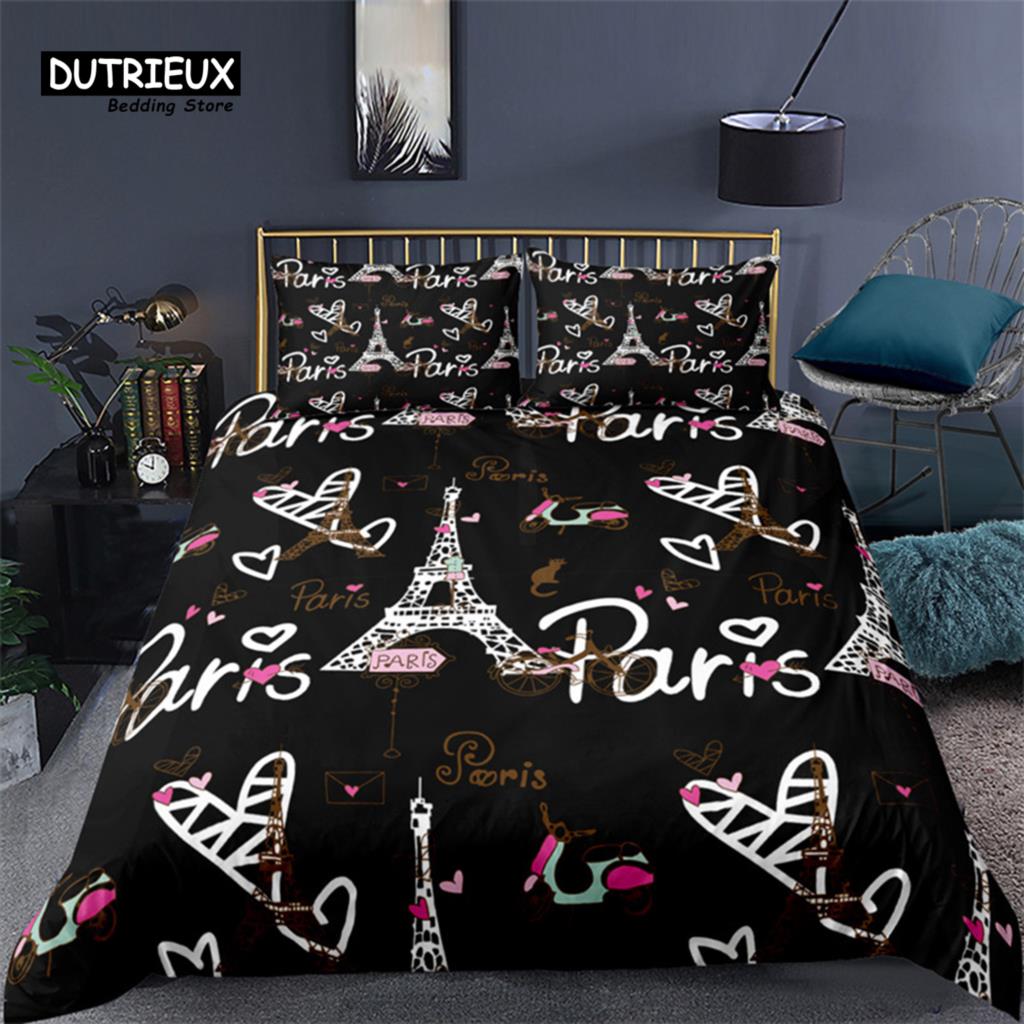 Home Textiles Paris - 2/3PCS Miękka pościel Paris Eiffel Tower