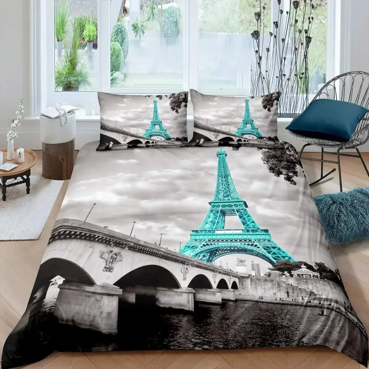 Home Textiles Paris - Zestaw pościeli z motywem Wieży Eifel