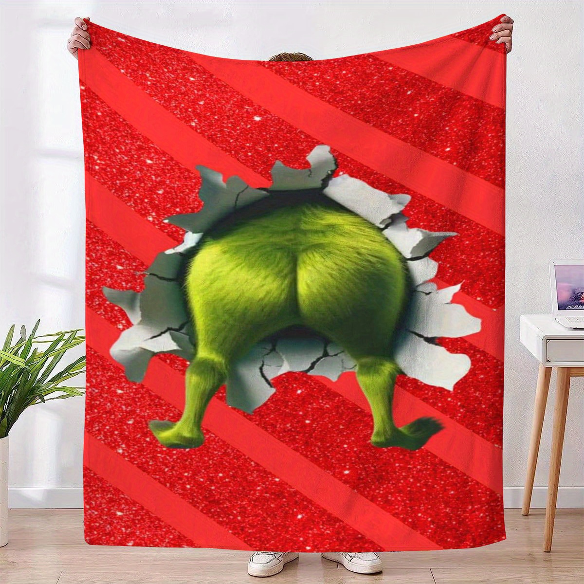 Home Textiles Images - Pluszowy wełniany koc z motywem pośladków