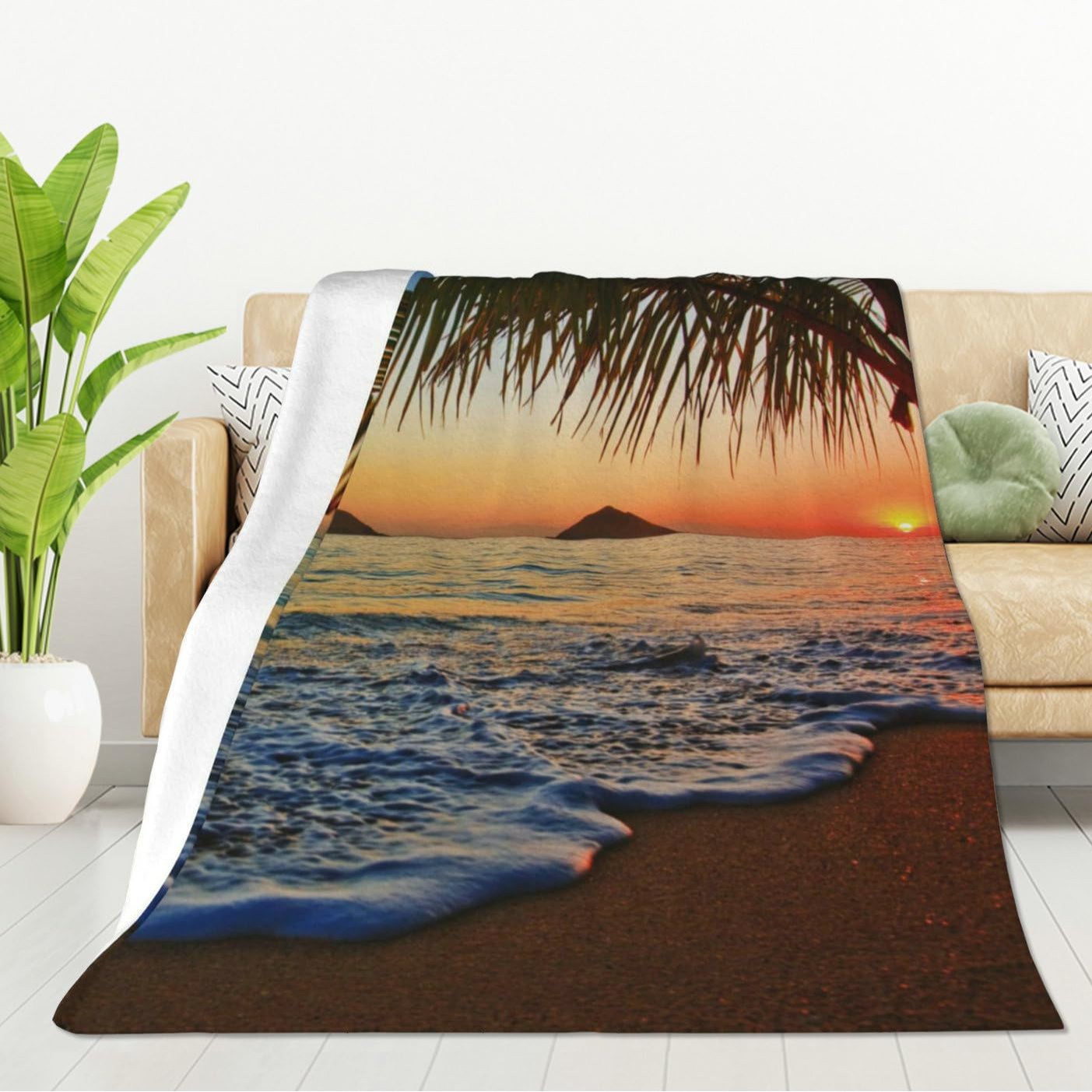 Koc z nadrukiem tropikalnego w – Sunrise Home Textiles & Apparel recenzja i cena