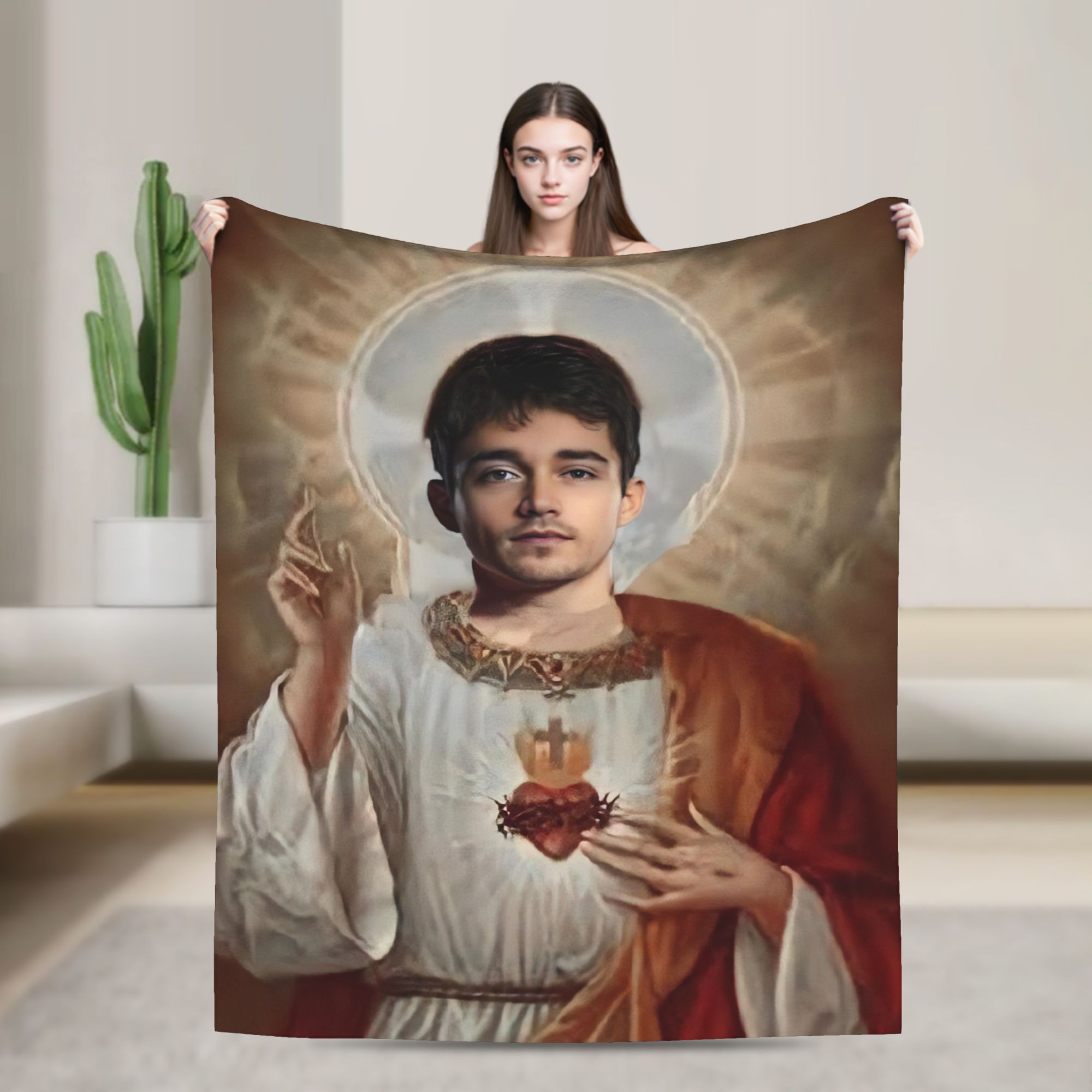 Zabawny obraz Jezusa na flanel – Home Textiles Images recenzja i cena
